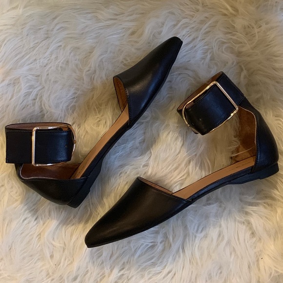 🆕NIB real leather Anthropologie buckle strap flat - Picture 2 of 8
